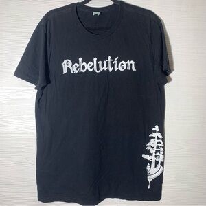 Vintage Rebelution Reggae Band Black Graphic Tee L/G Good Condition